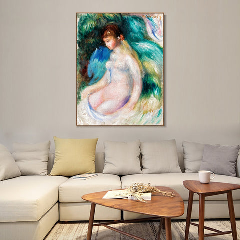 INVIN ART Framed Canvas NU ASSIS by Pierre Auguste Renoir Wall Art Living Room Home Office Decorations