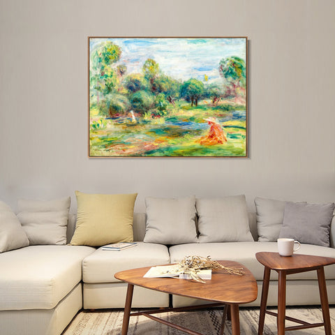 INVIN ART Framed Canvas PAYSAGE À CAGNES by Pierre Auguste Renoir Wall Art Living Room Home Office Decorations