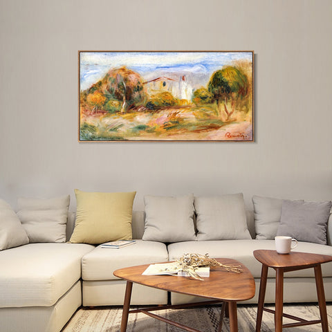 INVIN ART Framed Canvas PAYSAGE AVEC MAISON by Pierre Auguste Renoir Wall Art Living Room Home Office Decorations