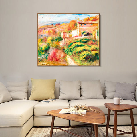 INVIN ART Framed Canvas PAYSAGE AVEC MAISONS À CAGNES by Pierre Auguste Renoir Wall Art Living Room Home Office Decorations