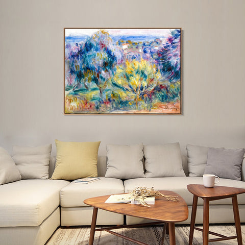 INVIN ART Framed Canvas PAYSAGE AVEC VUE SUR LA MER by Pierre Auguste Renoir Wall Art Living Room Home Office Decorations
