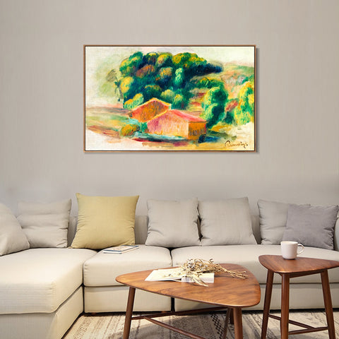INVIN ART Framed Canvas Paysage, maisons by Pierre Auguste Renoir Wall Art Living Room Home Office Decorations