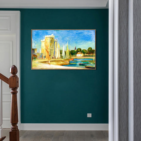 INVIN ART Framed Canvas PORT DE LA ROCHELLE by Pierre Auguste Renoir Wall Art Living Room Home Office Decorations
