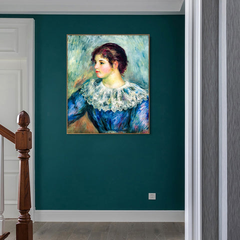 INVIN ART Framed Canvas PORTRAIT EN BUSTE DE JEUNE FILLE by Pierre Auguste Renoir Wall Art Living Room Home Office Decorations