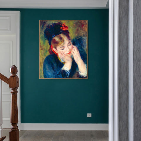 INVIN ART Framed Canvas REFLEXION by Pierre Auguste Renoir Wall Art Living Room Home Office Decorations