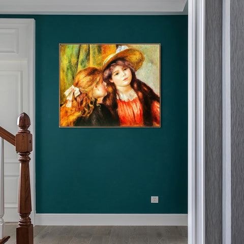 INVIN ART Framed Canvas Deux fillettes by Pierre Auguste Renoir Wall Art Living Room Home Office Decorations
