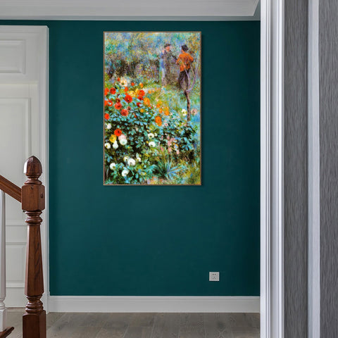 INVIN ART Framed Canvas Jardin de la rue Cortot by Pierre Auguste Renoir Wall Art Living Room Home Office Decorations