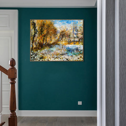 INVIN ART Framed Canvas Paysage de neige (1875) by Pierre Auguste Renoir Wall Art Living Room Home Office Decorations