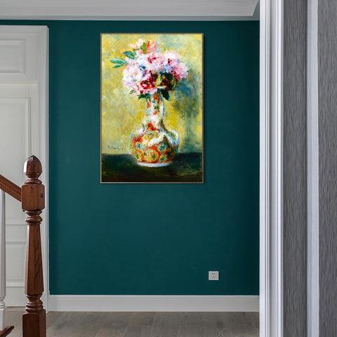 INVIN ART Framed Canvas Bouquet in a Vase by Pierre Auguste Renoir Wall Art Living Room Home Office Decorations