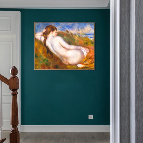INVIN ART Framed Canvas Reclining Nude by Pierre Auguste Renoir Wall Art Living Room Home Office Decorations