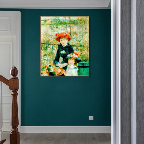 INVIN ART Framed Canvas The Two Sisters by Pierre Auguste Renoir Wall Art Living Room Home Office Decorations