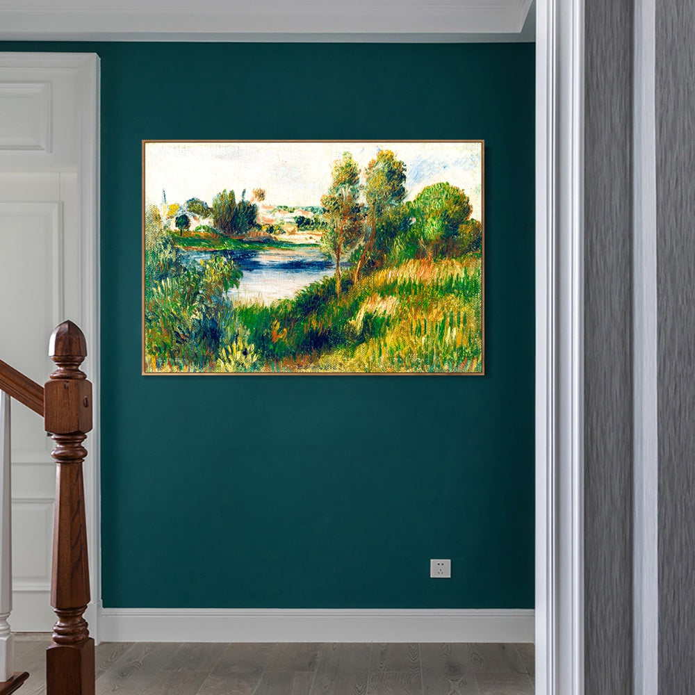 INVIN ART Framed Canvas Landscape at V¨¦theuil by Pierre Auguste Renoir Wall Art Living Room Home Office Decorations