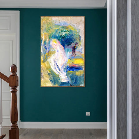 INVIN ART Framed Canvas Nude with Figure in Background by Pierre Auguste Renoir Wall Art Living Room Home Office Decorations