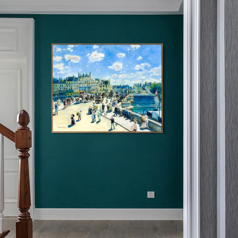 INVIN ART Framed Canvas Pont Neuf, Paris by Pierre Auguste Renoir Wall Art Living Room Home Office Decorations