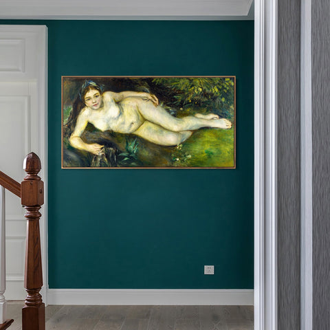 INVIN ART Framed Canvas A Nymph by a Stream by Pierre Auguste Renoir Wall Art Living Room Home Office Decorations