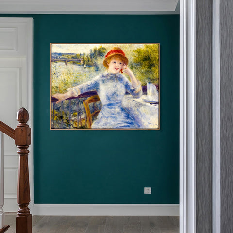 INVIN ART Framed Canvas Alphonsine Fournaise by Pierre Auguste Renoir Wall Art Living Room Home Office Decorations