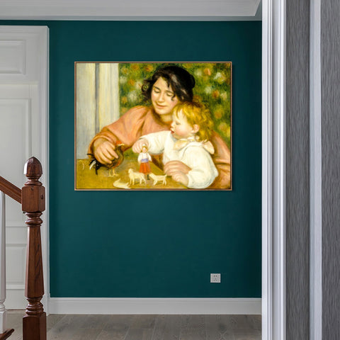 INVIN ART Framed Canvas Gabrielle et Jean by Pierre Auguste Renoir Wall Art Living Room Home Office Decorations