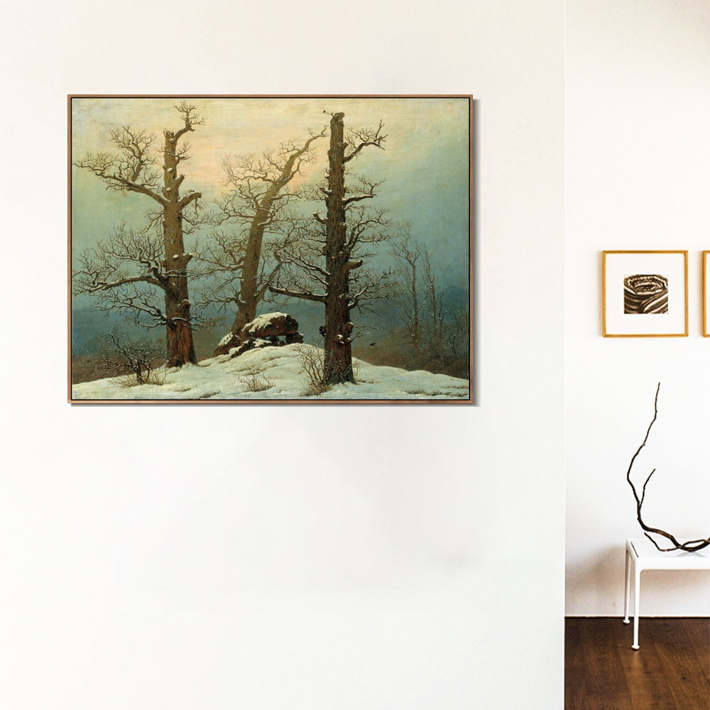 INVIN ART Framed Canvas Dolmen in the snow by Caspar David Friedrich Wall Art Living Room Home Office Decorations