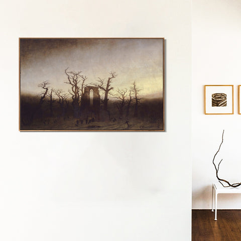 INVIN ART Framed Canvas Abbey among Oak Trees by Caspar David Friedrich Wall Art Living Room Home Office Decorations