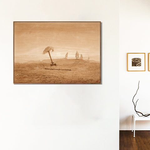 INVIN ART Framed Canvas Landscape with Graves by Caspar David Friedrich Wall Art Living Room Home Office Decorations