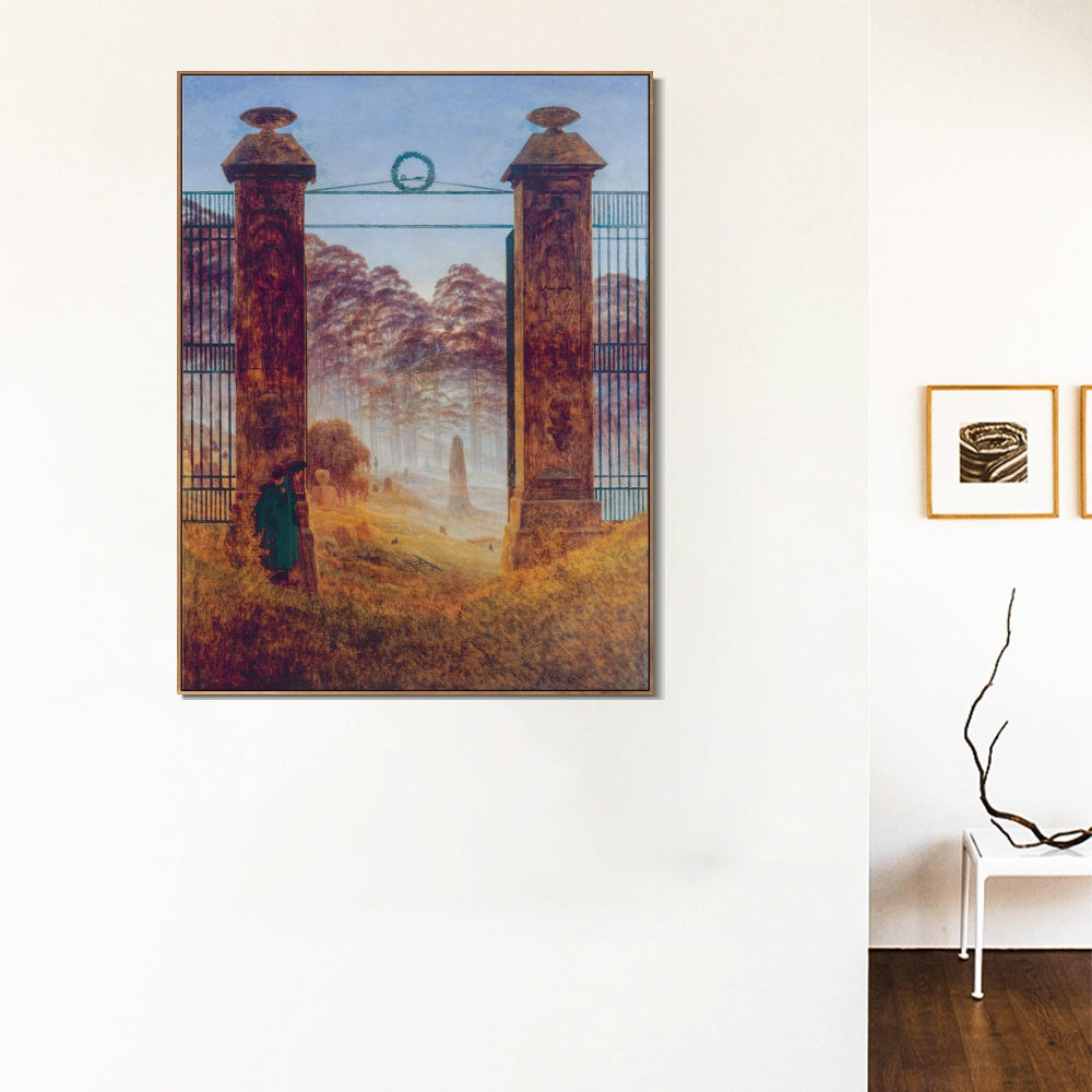 INVIN ART Framed Canvas the graveyard gate by Caspar David Friedrich Wall Art Living Room Home Office Decorations