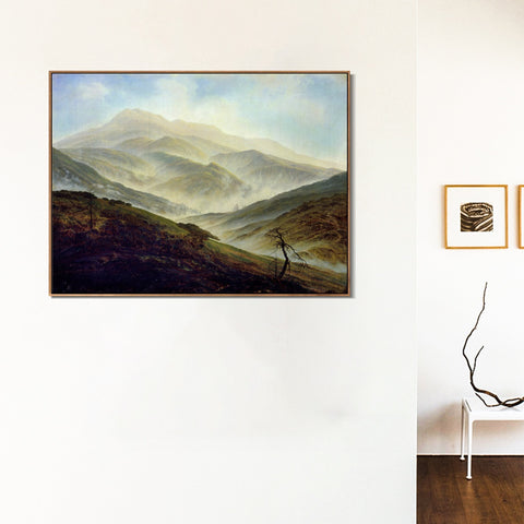 INVIN ART Framed Canvas Riesengebirge Landscape with Rising Fog by Caspar David Friedrich Wall Art Living Room Home Office Decorations