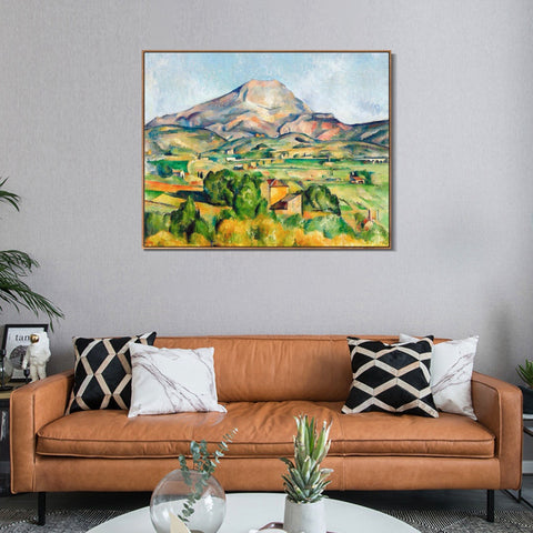 INVIN ART Framed Canvas Giclee Print Art Mont Sainte-Victoire seen from Bellevue by Paul Cezanne Wall Art Living Room Home Office Decorations