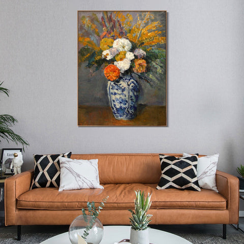 INVIN ART Framed Canvas Giclee Print Art Dahlias 1873 by Paul Cezanne Wall Art Living Room Home Office Decorations