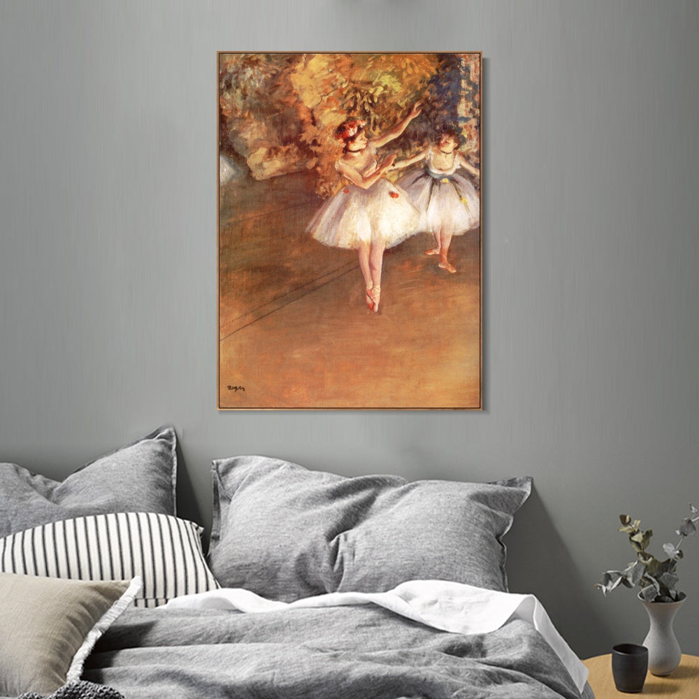 INVIN ART Framed Canvas Giclee Print Art Deux danseuses en sc篓篓ne  by Edgar Degas Wall Art