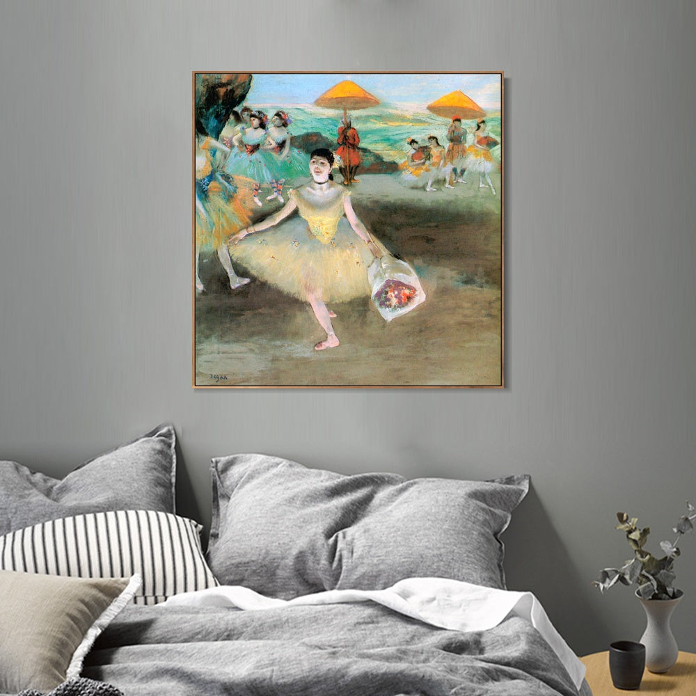 INVIN ART Framed Canvas Giclee Print Art La Danseuse au bouquet saluant by Edgar Degas Wall Art