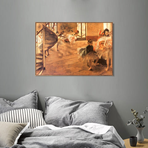 INVIN ART Framed Canvas Giclee Print Art La Répétition de danse  by Edgar Degas Wall Art Living Room Home Office Decorations