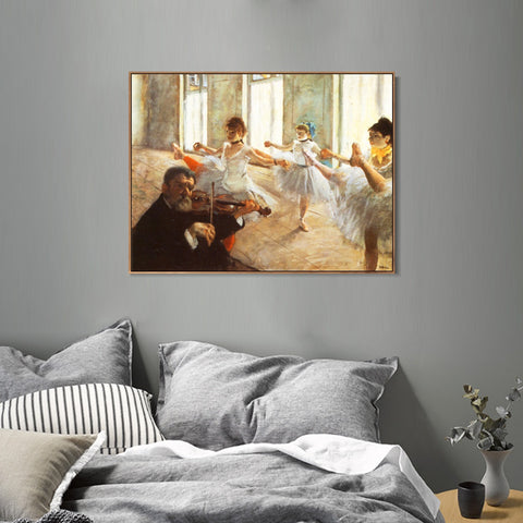 INVIN ART Framed Canvas Giclee Print Art Ecole de dans by Edgar Degas Wall Art Living Room Home Office Decorations