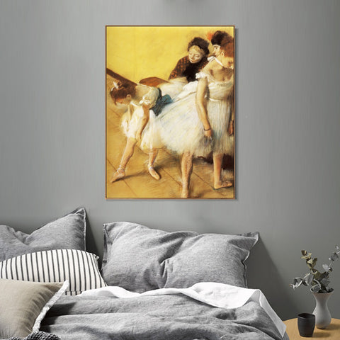 INVIN ART Framed Canvas Giclee Print Art Examen de Danse, Danseuses à leur toilette sur papier by Edgar Degas Wall Art Living Room Home Office Decorations