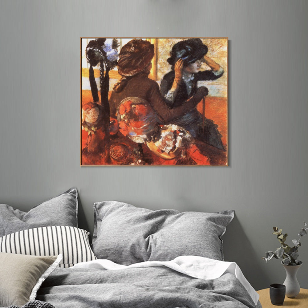 INVIN ART Framed Canvas Giclee Print Art Chez le modiste by Edgar Degas Wall Art