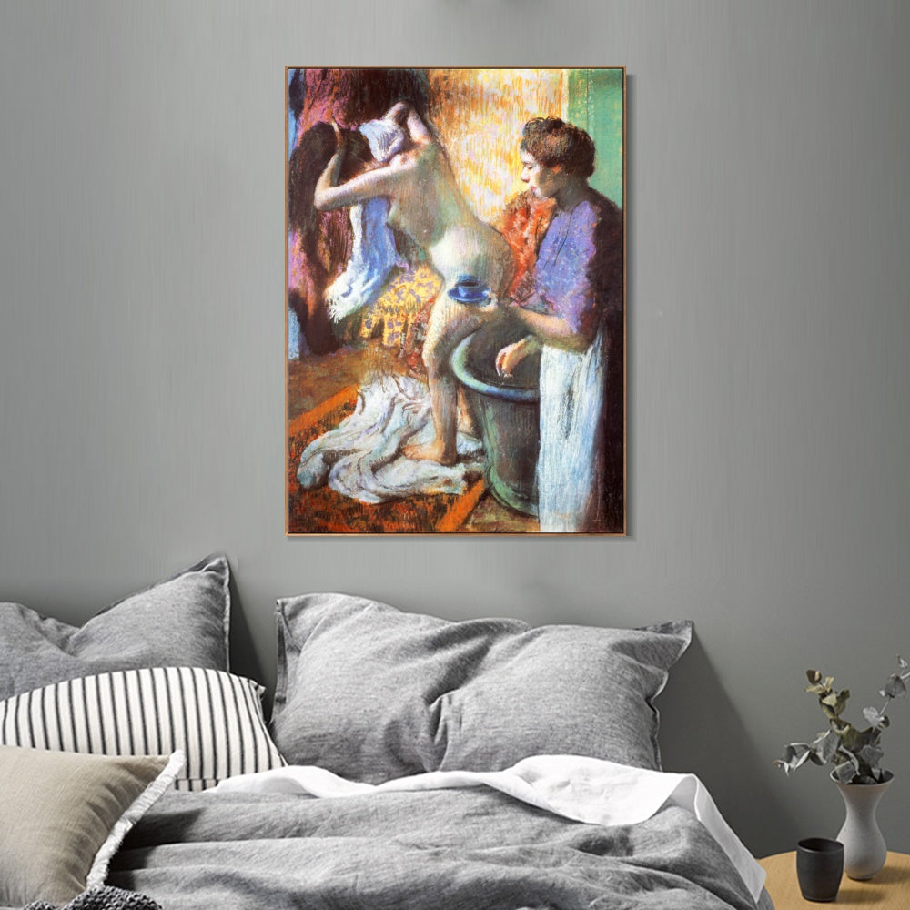 INVIN ART Framed Canvas Giclee Print Art Le petit d篓娄jeuner 篓陇 la sortie du bain by Edgar Degas Wall Art