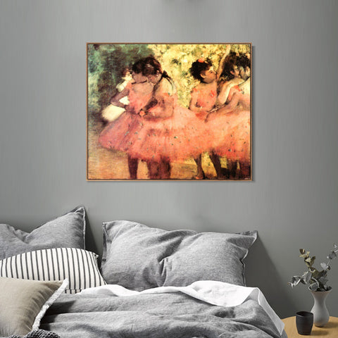 INVIN ART Framed Canvas Giclee Print Art Les danseuses roses, Avant le ballet by Edgar Degas Wall Art Living Room Home Office Decorations