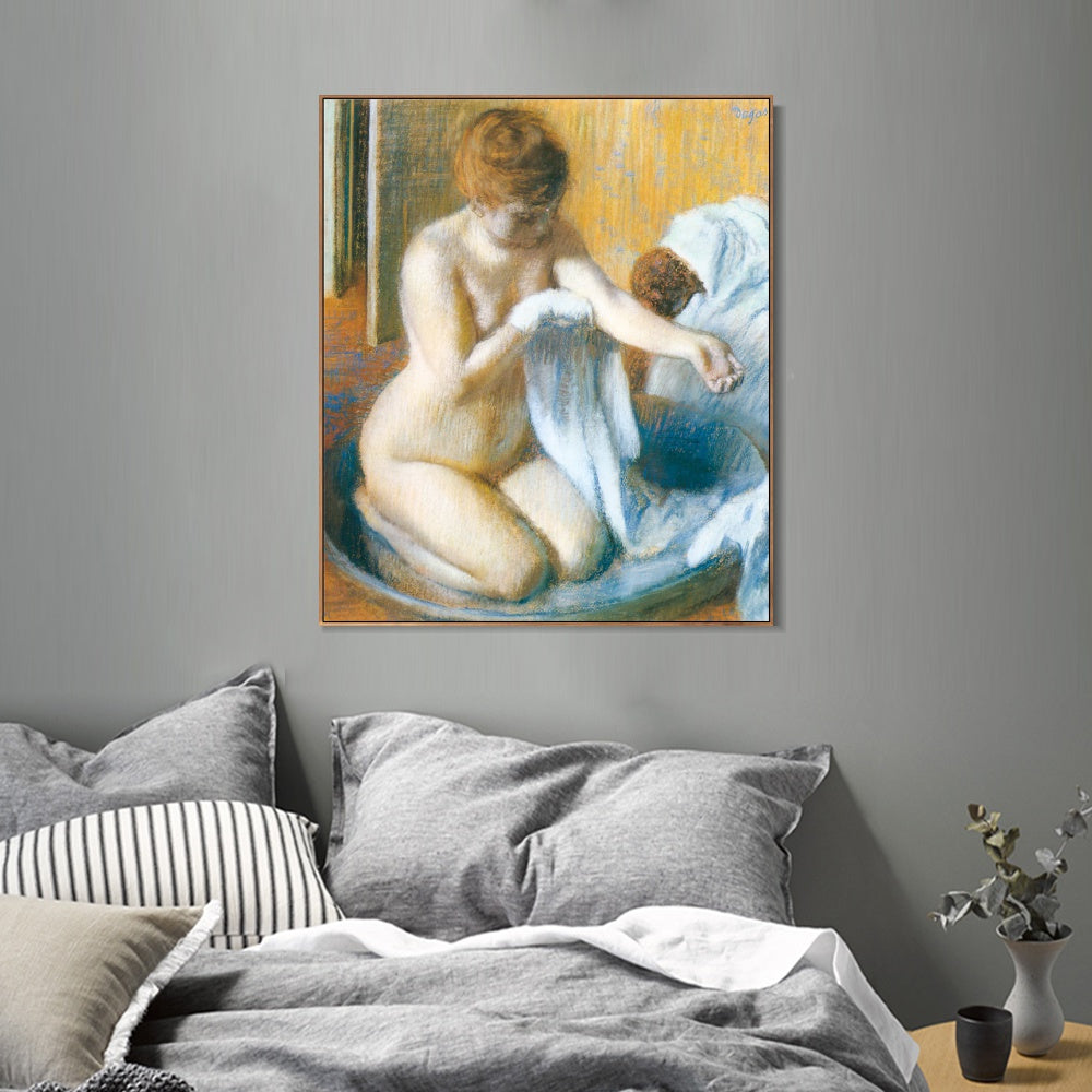 INVIN ART Framed Canvas Giclee Print Art Femme au tub Woman with the tub by Edgar Degas Wall Art