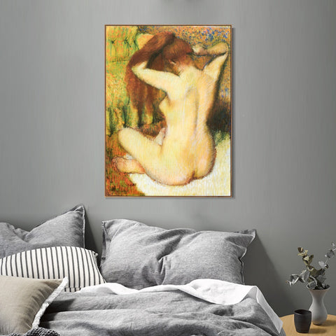 INVIN ART Framed Canvas Giclee Print Art Femme se coiffant Woman being capped by Edgar Degas Wall Art Living Room Home Office Decorations