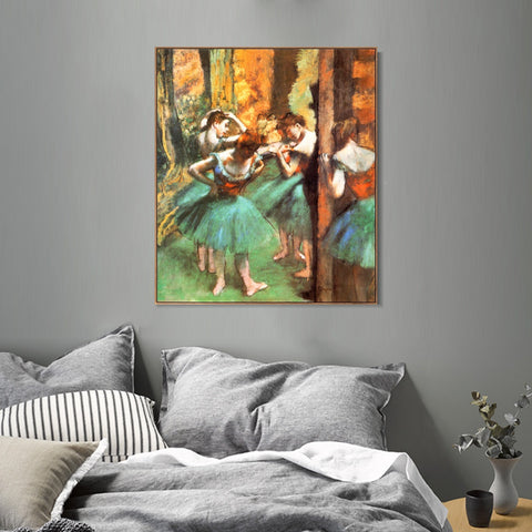 INVIN ART Framed Canvas Giclee Print Art Danseuses roses et vertes by Edgar Degas Wall Art Living Room Home Office Decorations