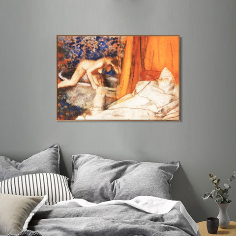 INVIN ART Framed Canvas Giclee Print Art Le Bain by Edgar Degas Wall Art Living Room Home Office Decorations