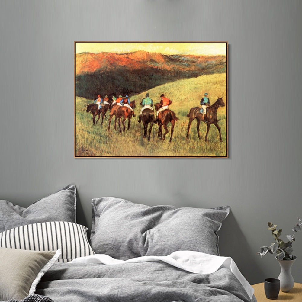 INVIN ART Framed Canvas Giclee Print Art Chevaux de courses 篓陇 l'entrainement by Edgar Degas Wall Art