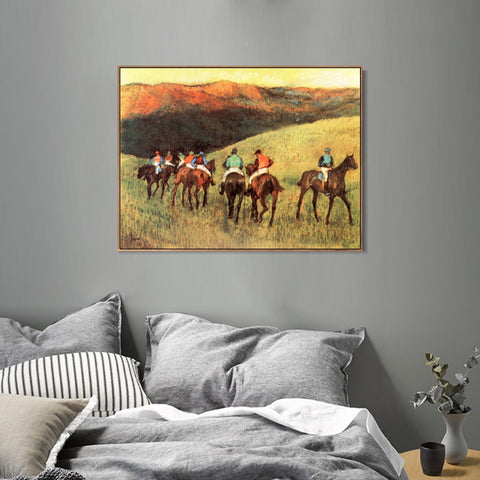INVIN ART Framed Canvas Giclee Print Art Chevaux de courses à l'entrainement by Edgar Degas Wall Art Living Room Home Office Decorations