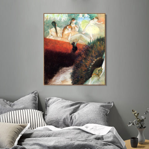 INVIN ART Framed Canvas Giclee Print Art At the Ballet by Edgar Degas Wall Art Living Room Home Office Decorations