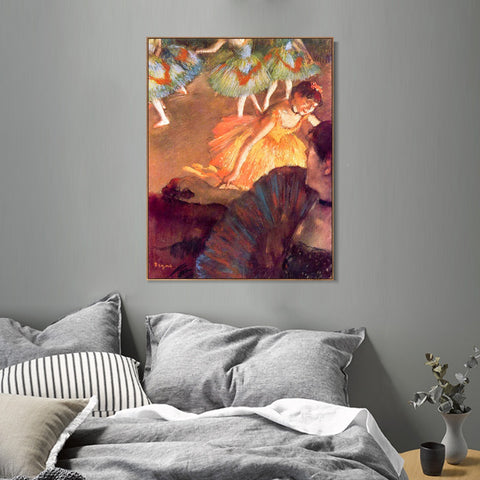 INVIN ART Framed Canvas Giclee Print Art Ballerina and Lady with a Fan by Edgar Degas Wall Art Living Room Home Office Decorations