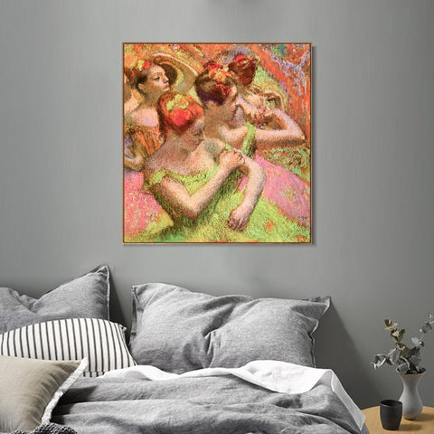 INVIN ART Framed Canvas Giclee Print Art Ballerinas Adjusting Their Dresses by Edgar Degas Wall Art Living Room Home Office Decorations