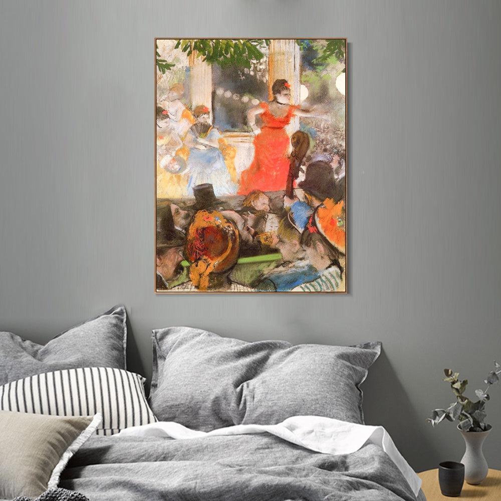 INVIN ART Framed Canvas Giclee Print Art Cafe Concert by Edgar Degas Wall Art