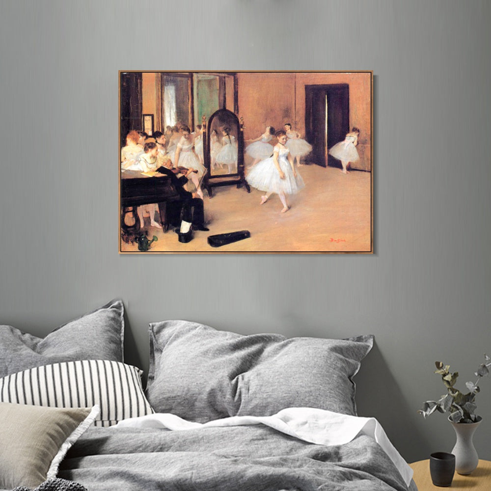 INVIN ART Framed Canvas Giclee Print Art Dance Class by Edgar Degas Wall Art