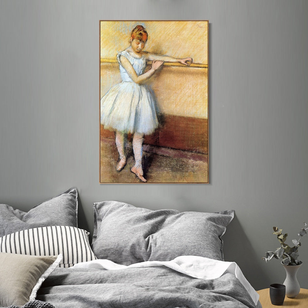 INVIN ART Framed Canvas Giclee Print Art Dancer at the Barre by Edgar Degas Wall Art