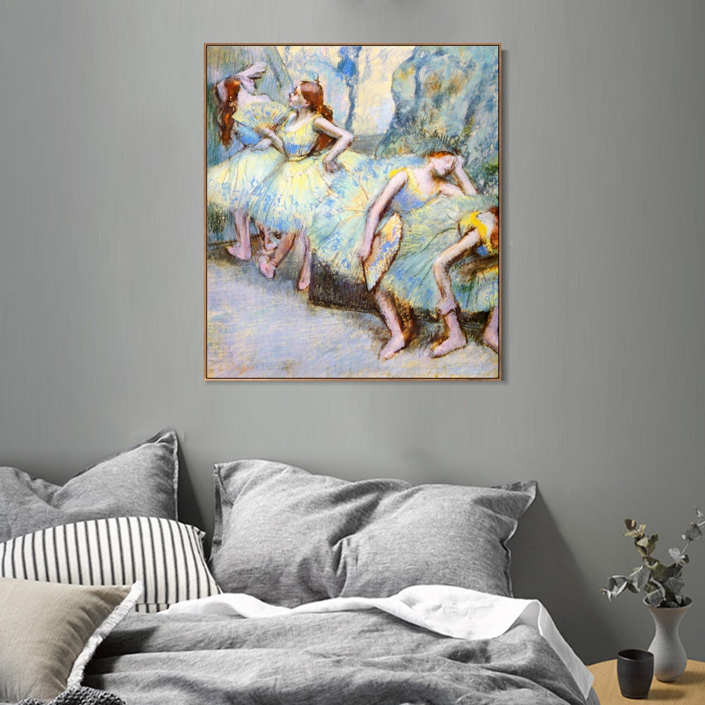 INVIN ART Framed Canvas Giclee Print Art Danseuses dans les coulisses by Edgar Degas Wall Art