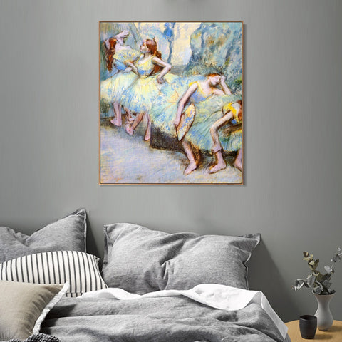 INVIN ART Framed Canvas Giclee Print Art Danseuses dans les coulisses by Edgar Degas Wall Art Living Room Home Office Decorations
